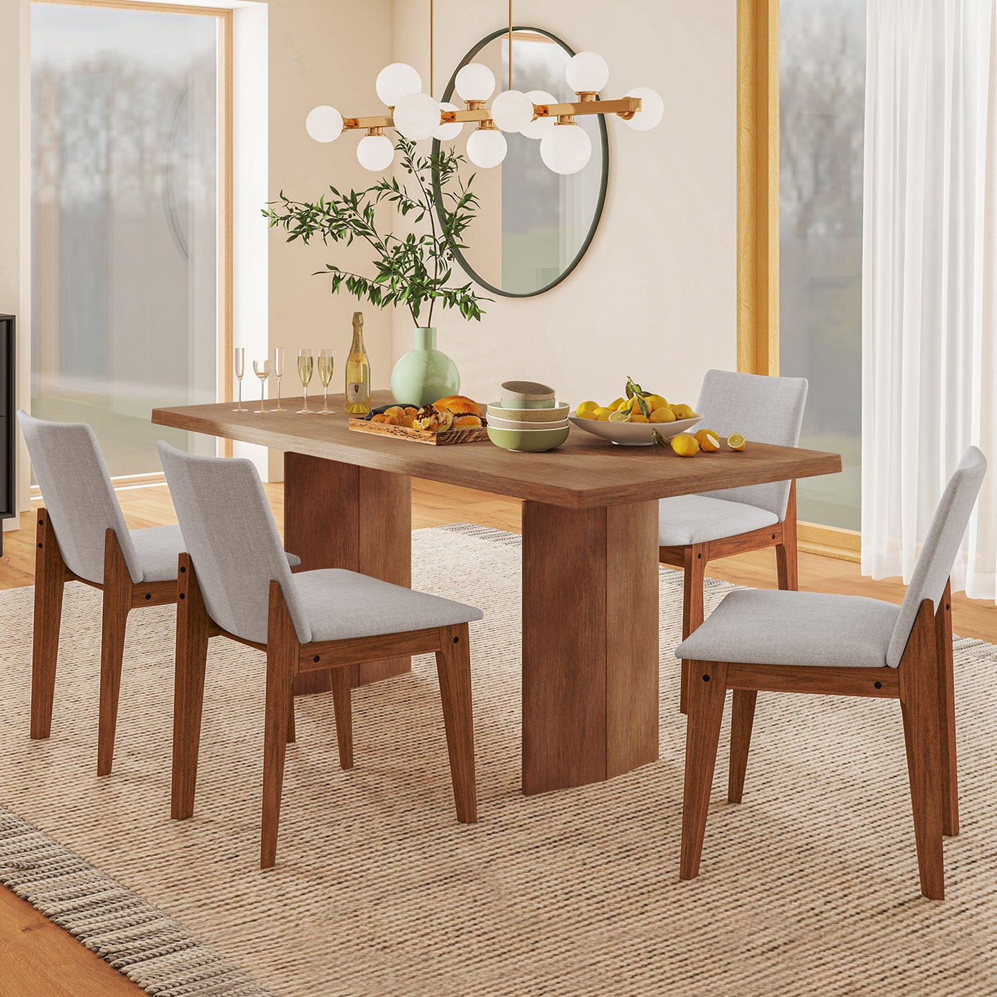 Upholstered Dining Chairs Set of 2 with High Curved Back