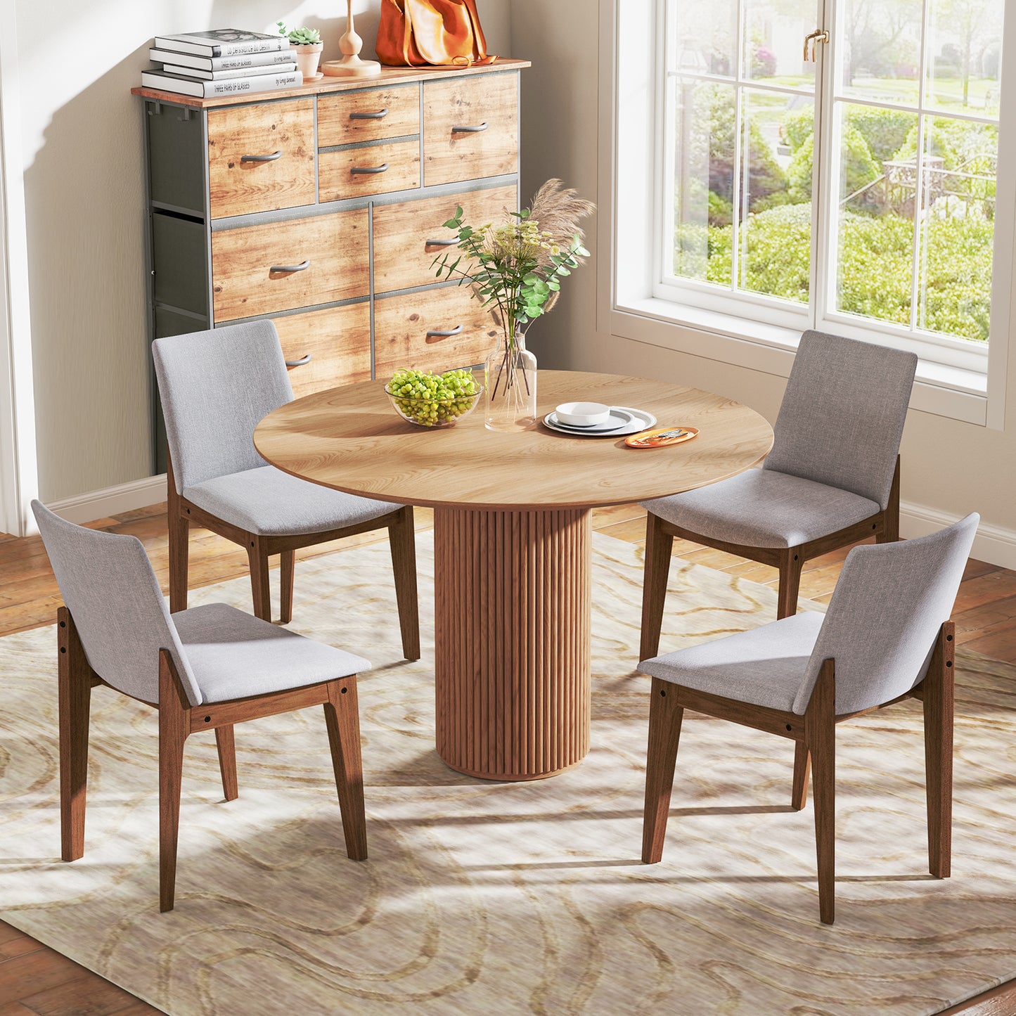 Upholstered Dining Chairs Set of 2 with High Curved Back
