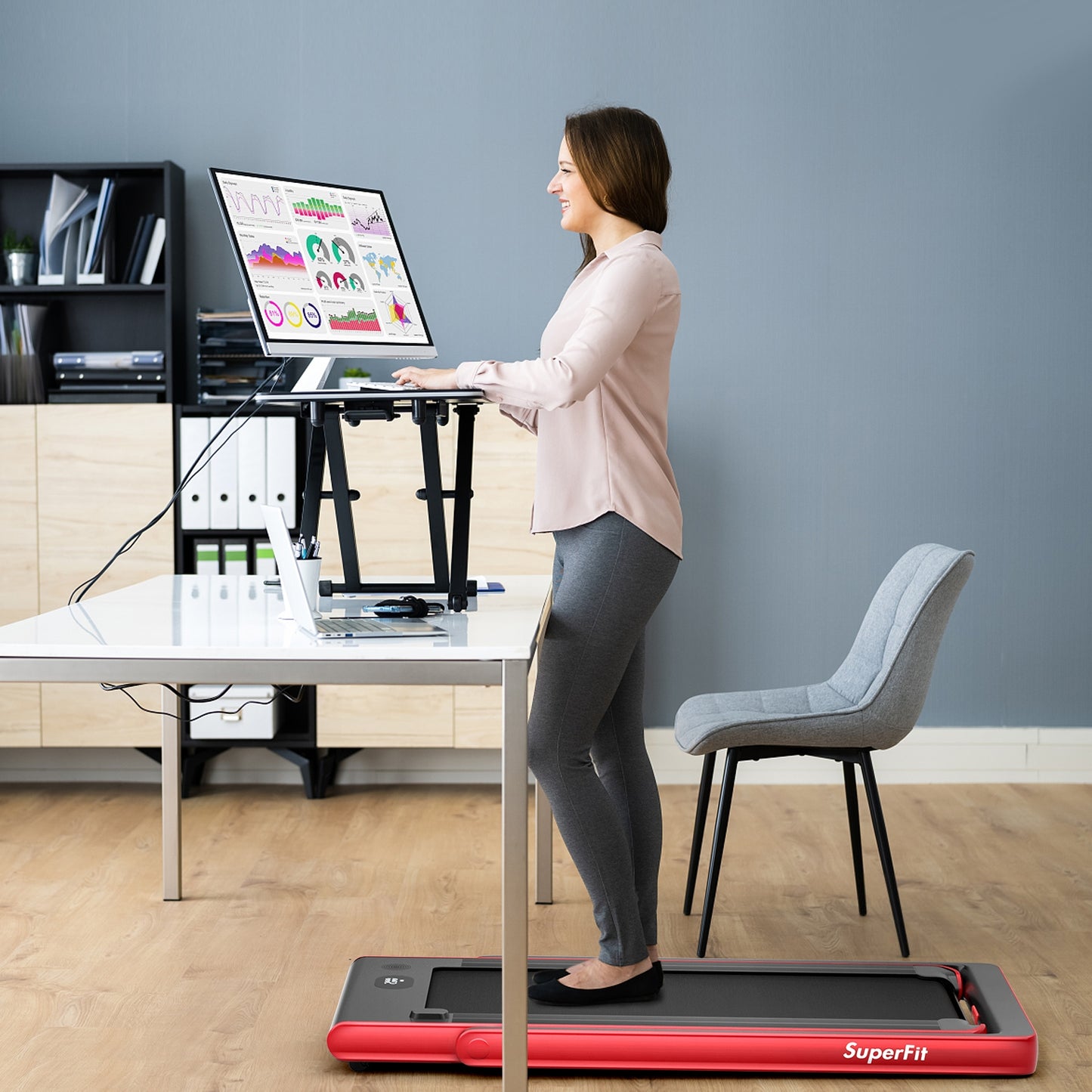2-in-1 Folding Treadmill with Dual Display and Remote Control