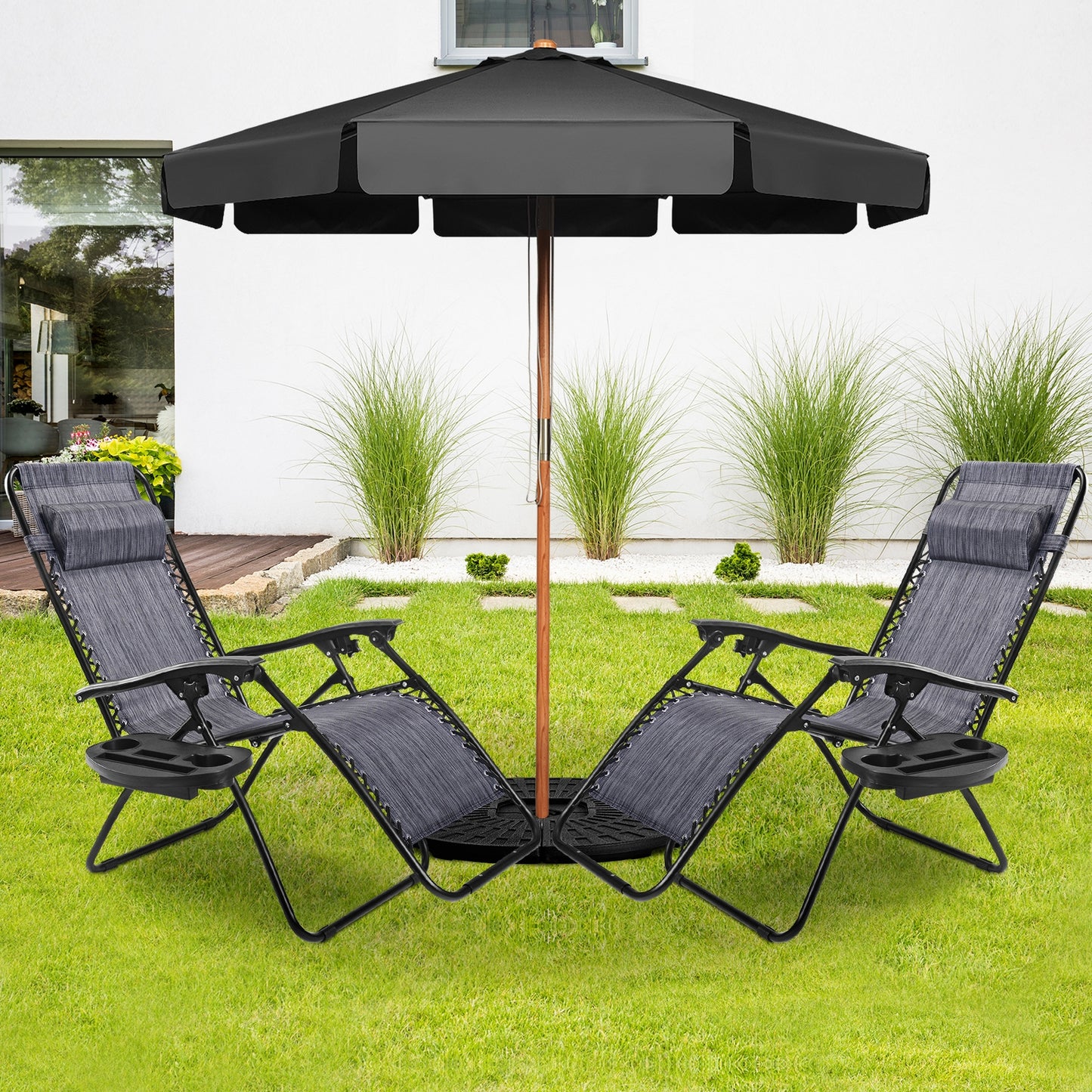 Zero Gravity Folding Lounge Chair Set of 2 with Pillow