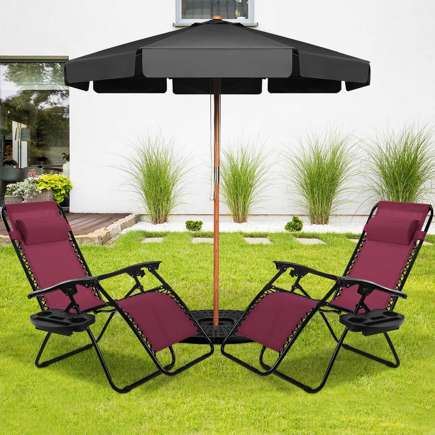 Zero Gravity Folding Lounge Chair Set of 2 with Pillow