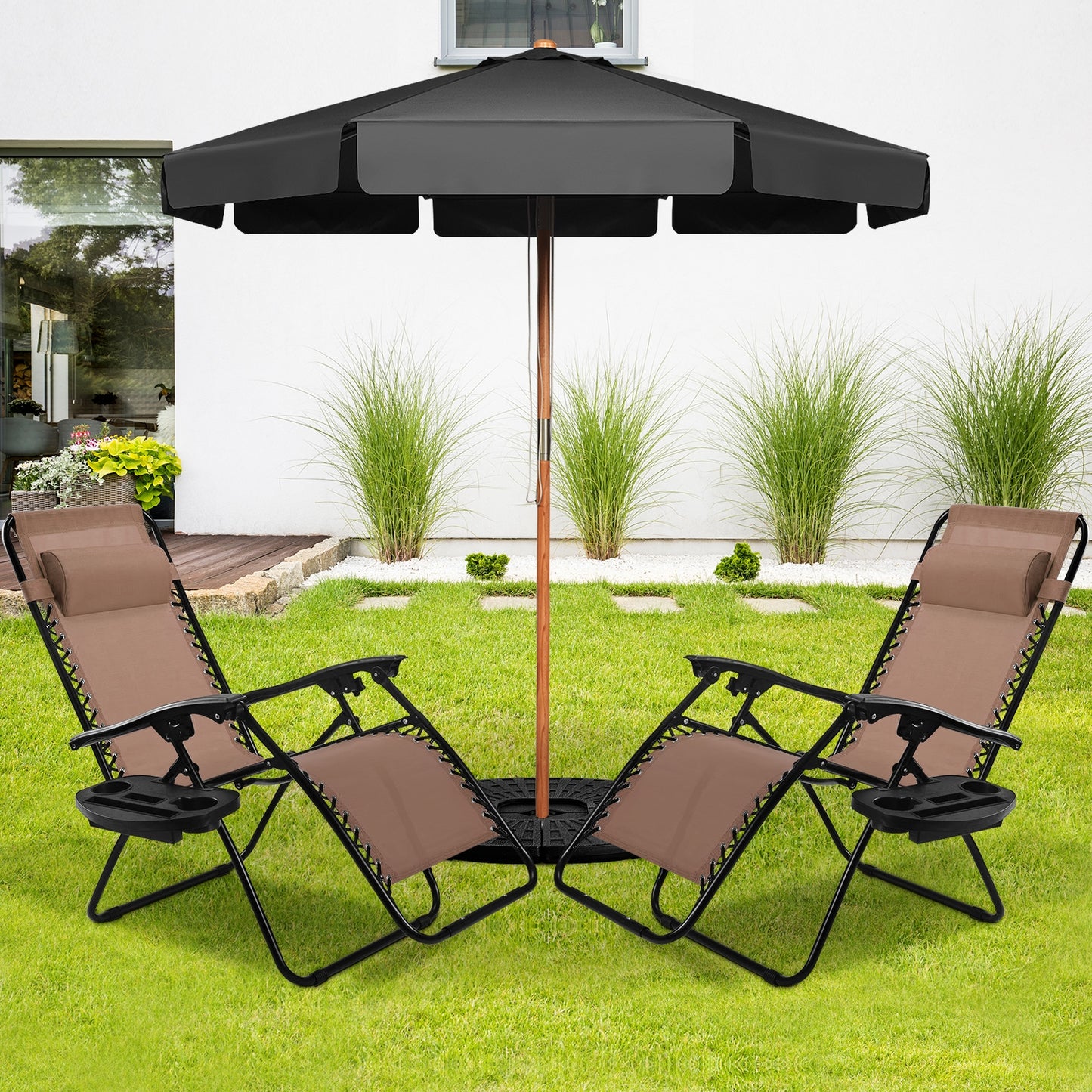 Zero Gravity Folding Lounge Chair Set of 2 with Pillow