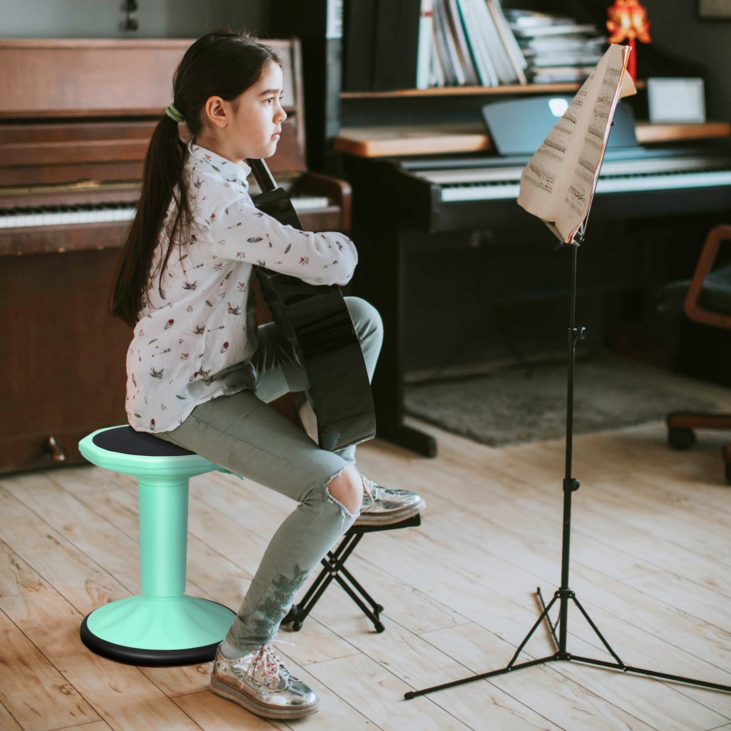Adjustable Active Learning Wobble Stool with Cushion Seat