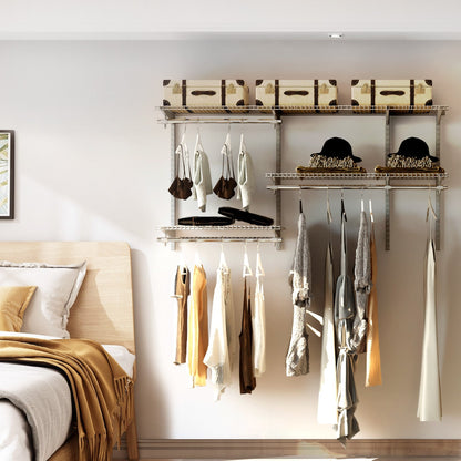 Custom Closet Organizer Kit 3 to 5 Feet Wall-Mounted Closet System with Hang Rod