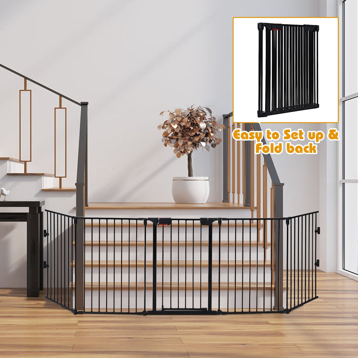 115 Inch Length 5 Panel Adjustable Wide Fireplace Fence