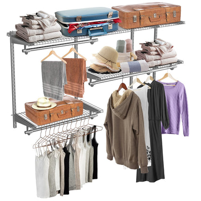 Custom Closet Organizer Kit 3 to 5 Feet Wall-Mounted Closet System with Hang Rod