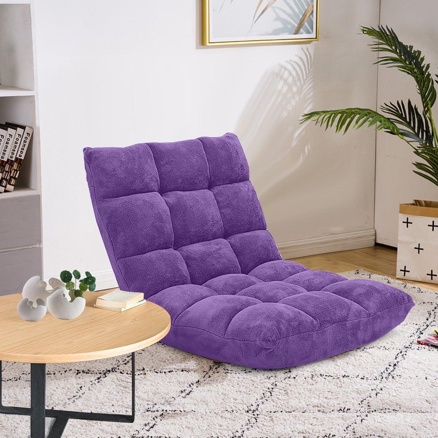 14-Position Adjustable Floor Chair with Padded Cushion