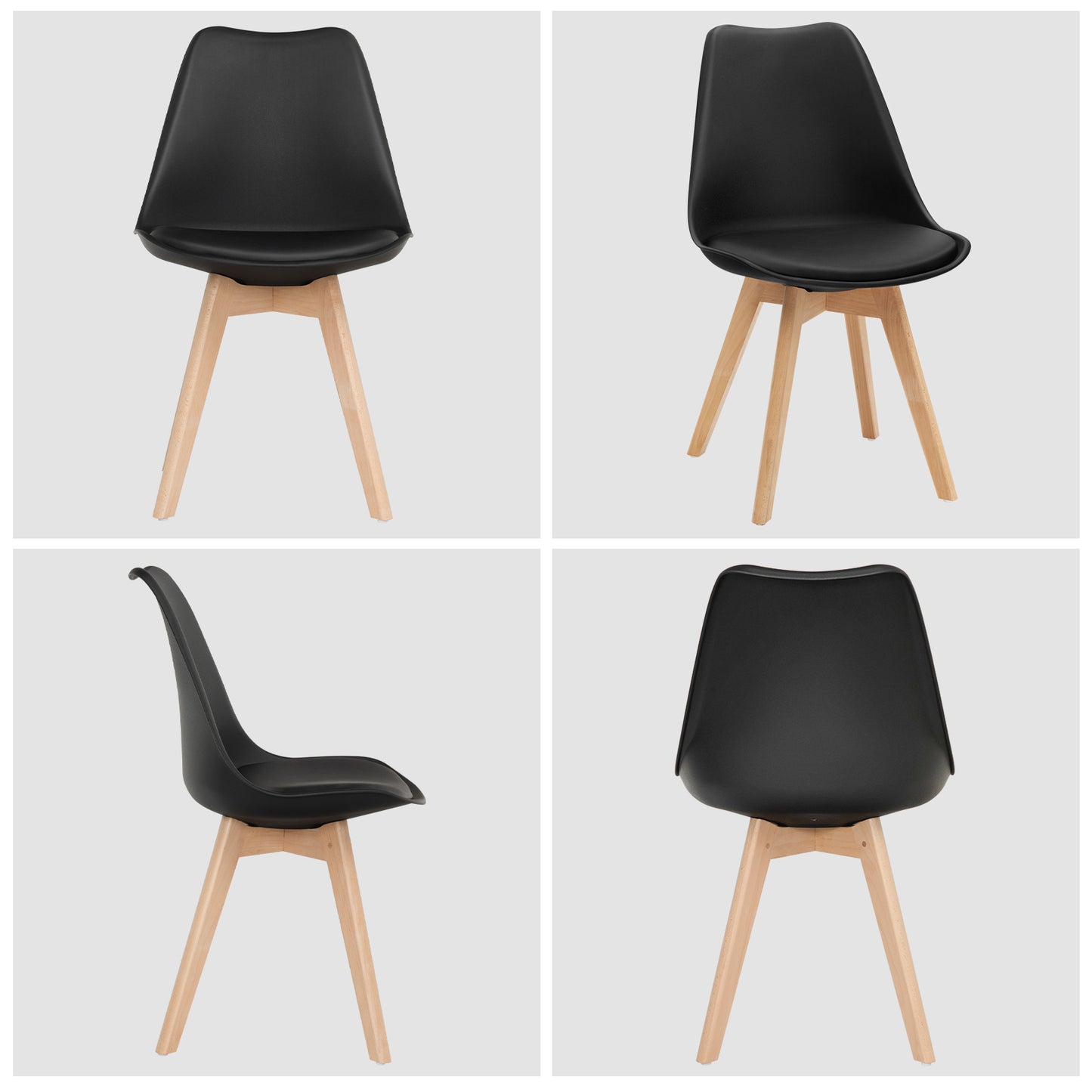 Dining Chairs Set of 4 with Mid-Century Modern Shell Design