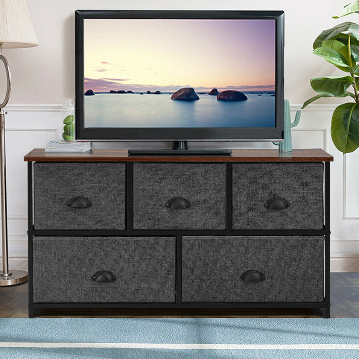 Wood Dresser Storage Unit Side Table Display Organizer