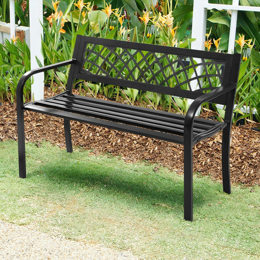 Outdoor Steel Frame Bench with PVC Mesh Backrest