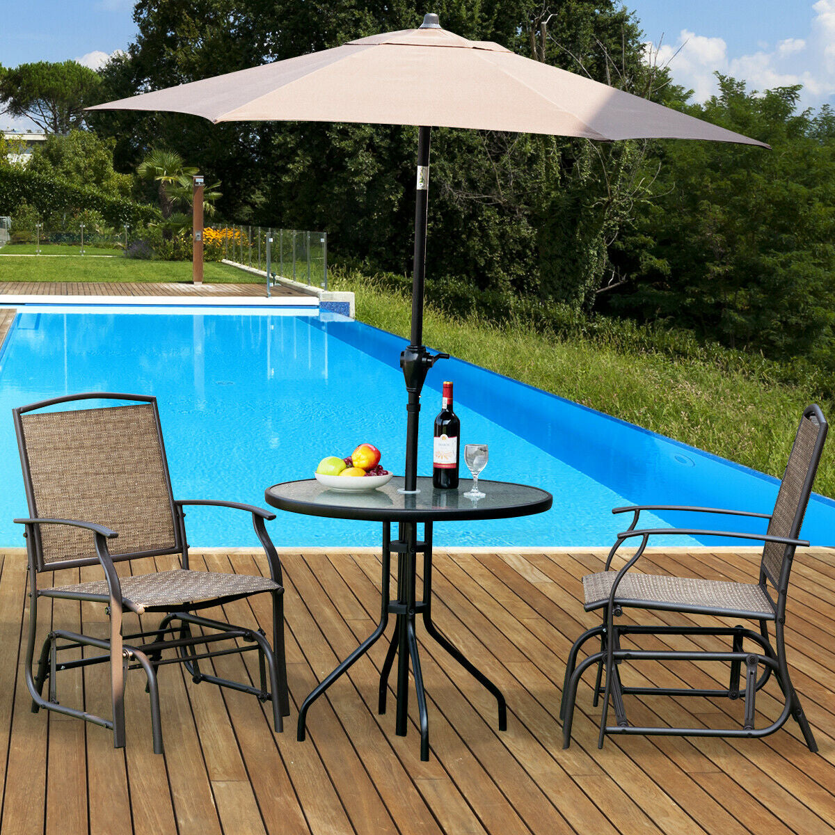 Single Seat Patio Glider Rocking Chair with Steel Frame