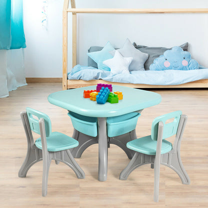 Kids Table and Chair Set with Storage Drawers - 3 Piece