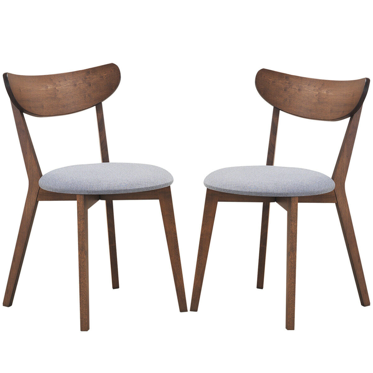 Upholstered Dining Chairs Set of 2 with Curved Back