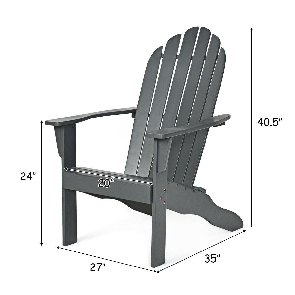 Acacia Wood Adirondack Chair with Ergonomic Design