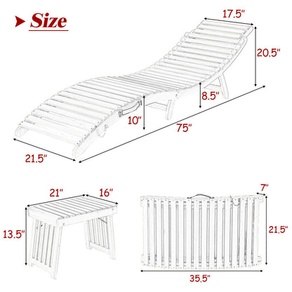 3-Piece Folding Eucalyptus Lounge Chair Set with Side Table