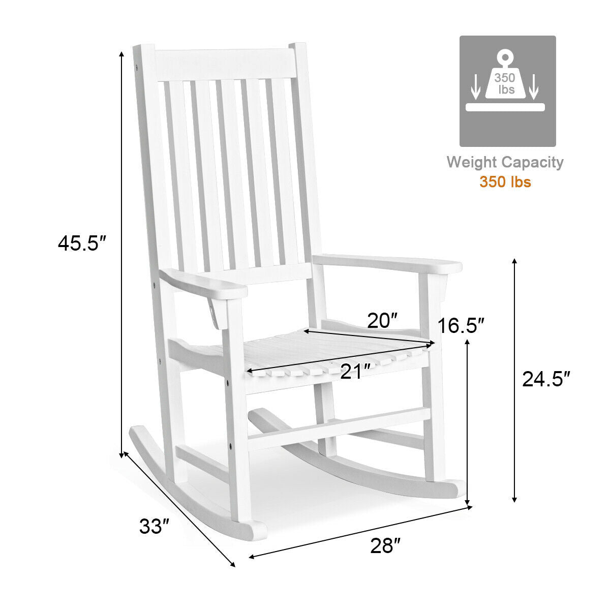 Acacia Wood Rocking Chair with High Back for Patio