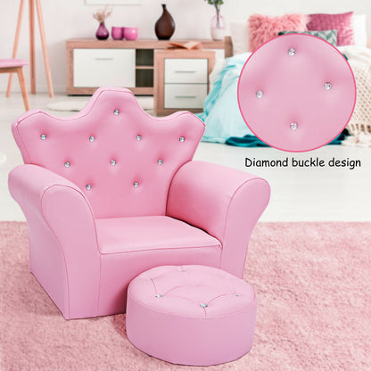 Kids Sofa Armrest Chair with Ottoman for Toddlers