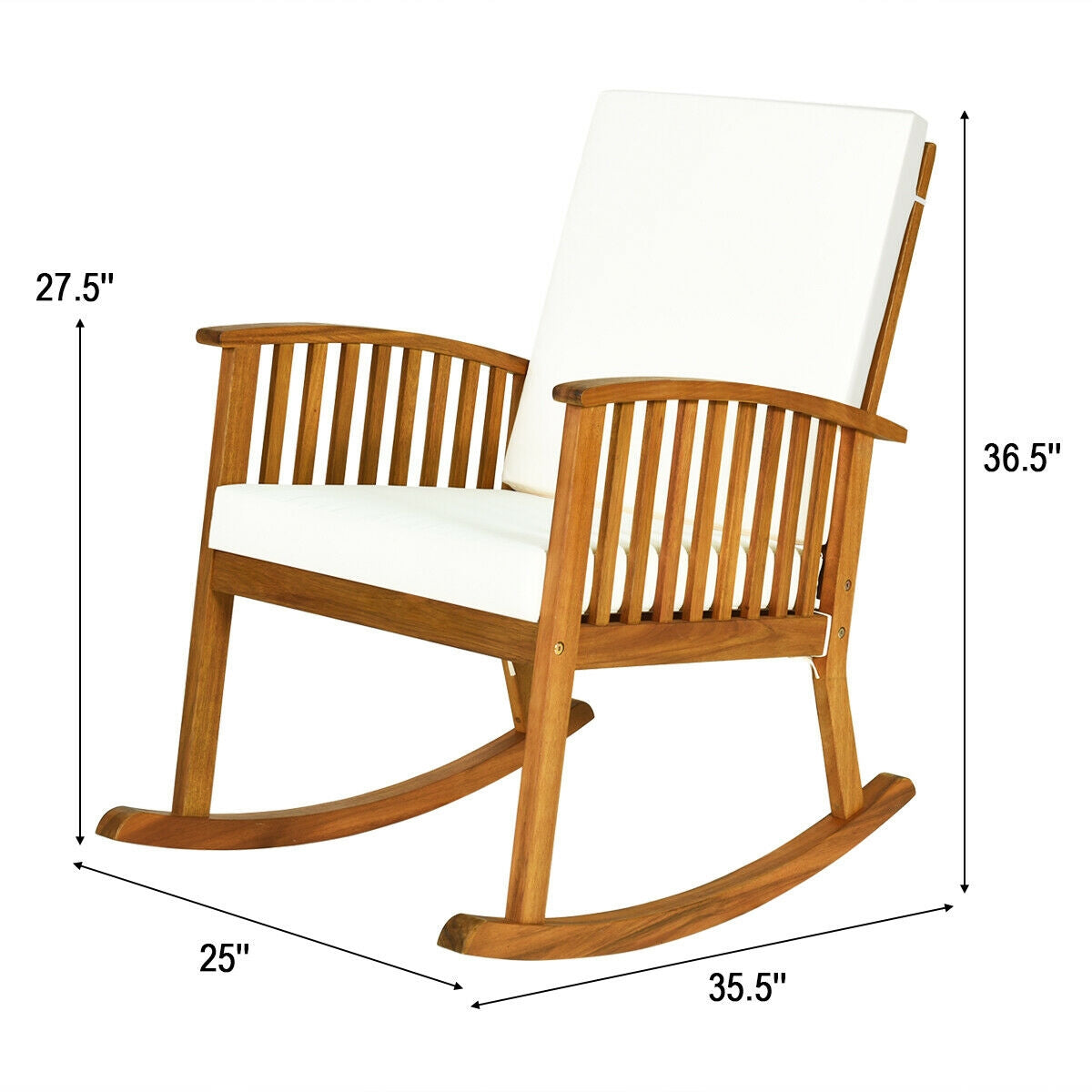 Acacia Wood Rocking Chair with Washable Cushions