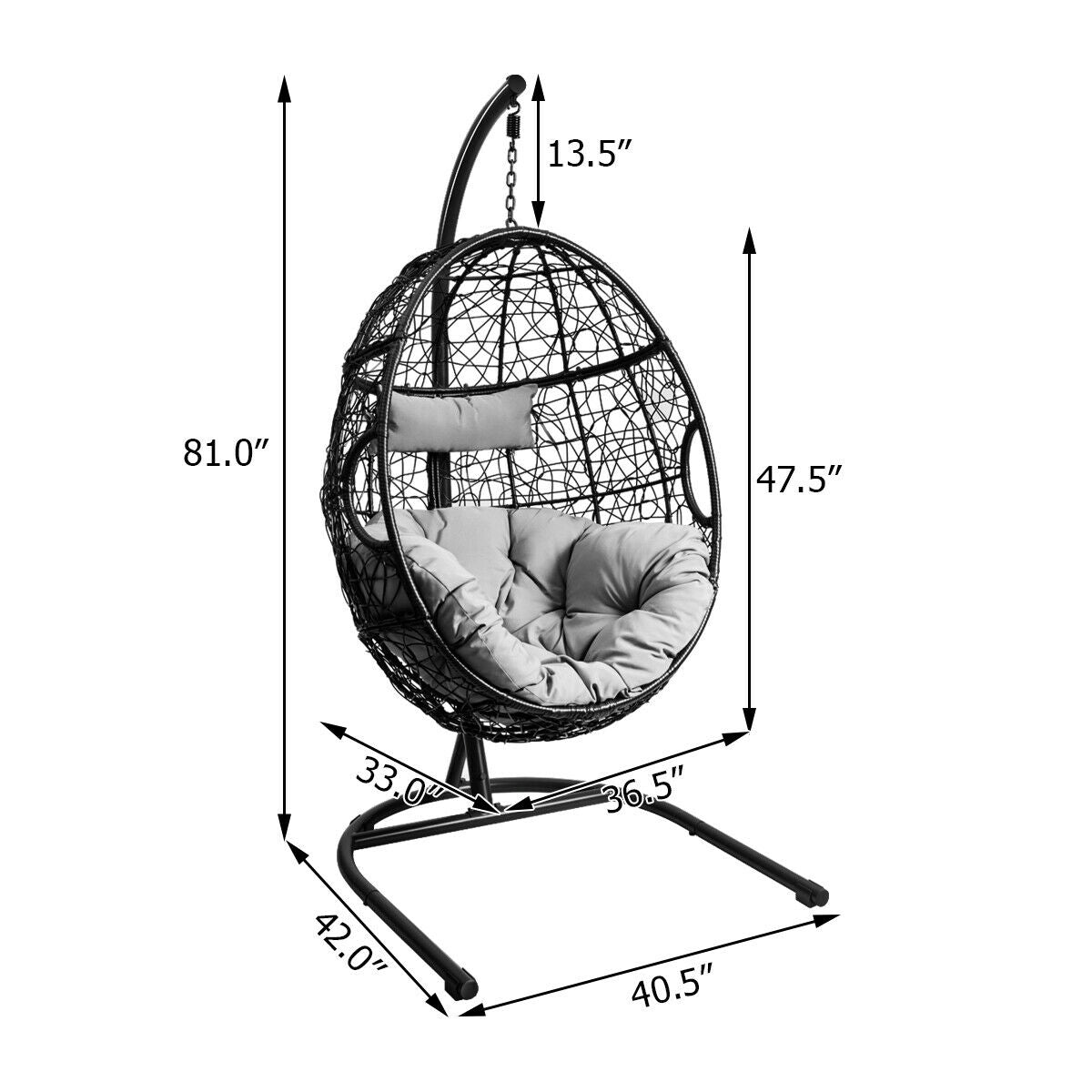 Hanging Hammock Chair with Stand and Cushion