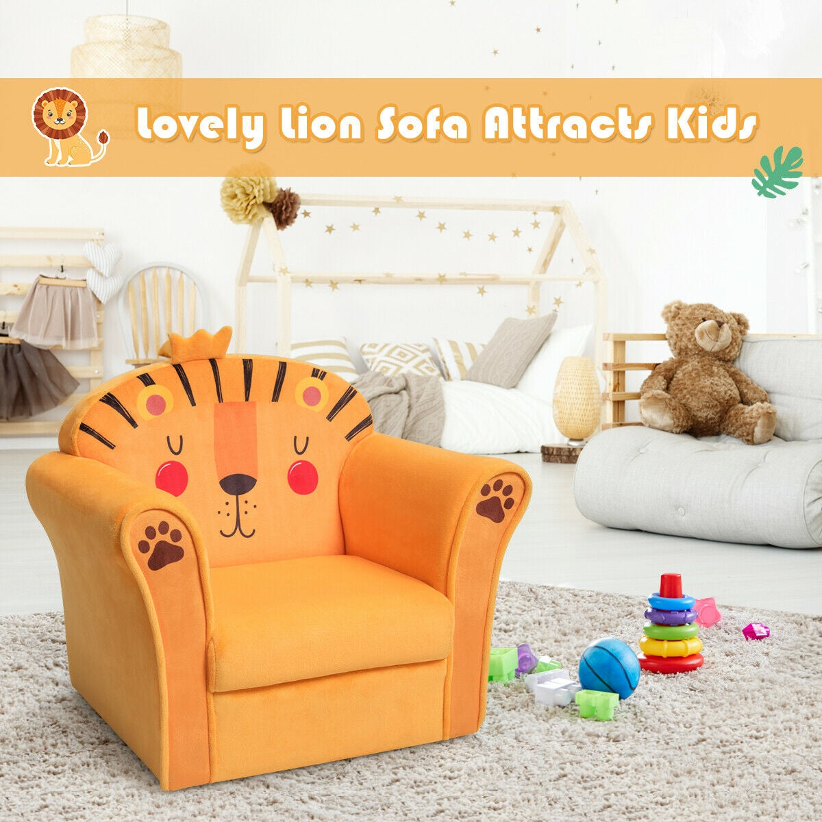 Kids Astronaut Armrest Upholstered Sofa Chair