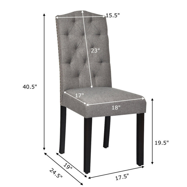 Tufted Upholstered Dining Chairs Set of 2 - Gray