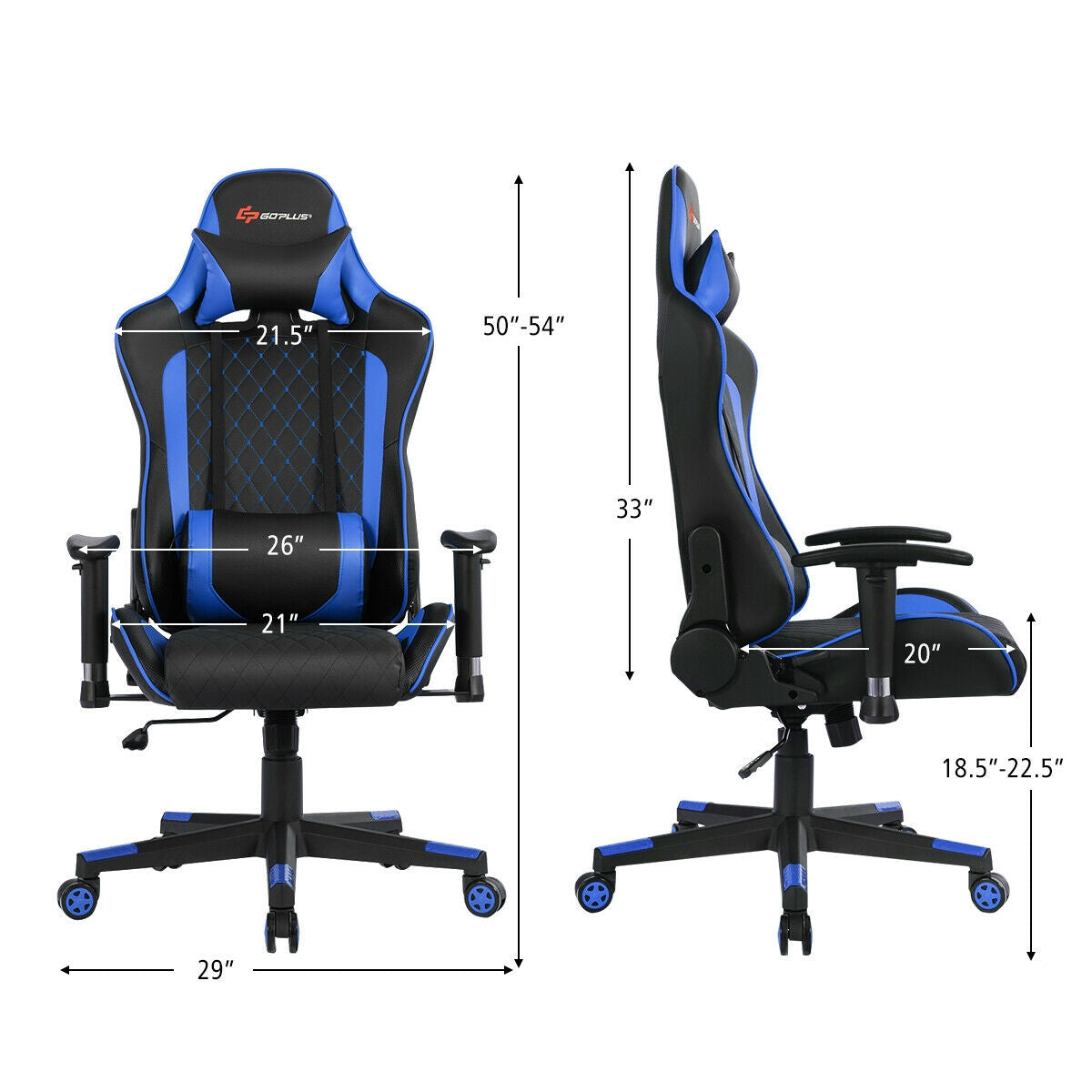 Gaming Chair with Massage Lumbar Support and Headrest