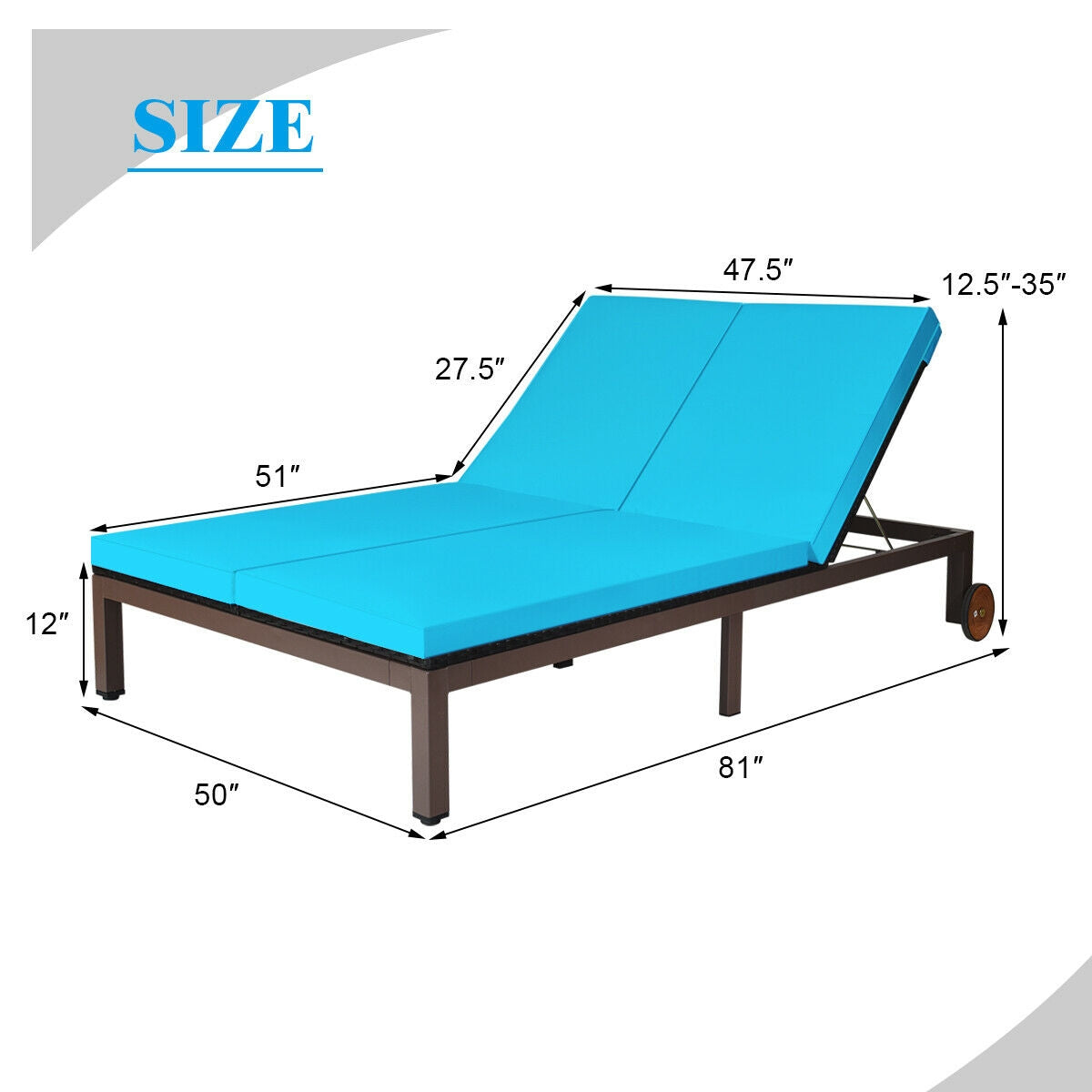 2-Person Patio Lounge Chair with Adjustable Backrest