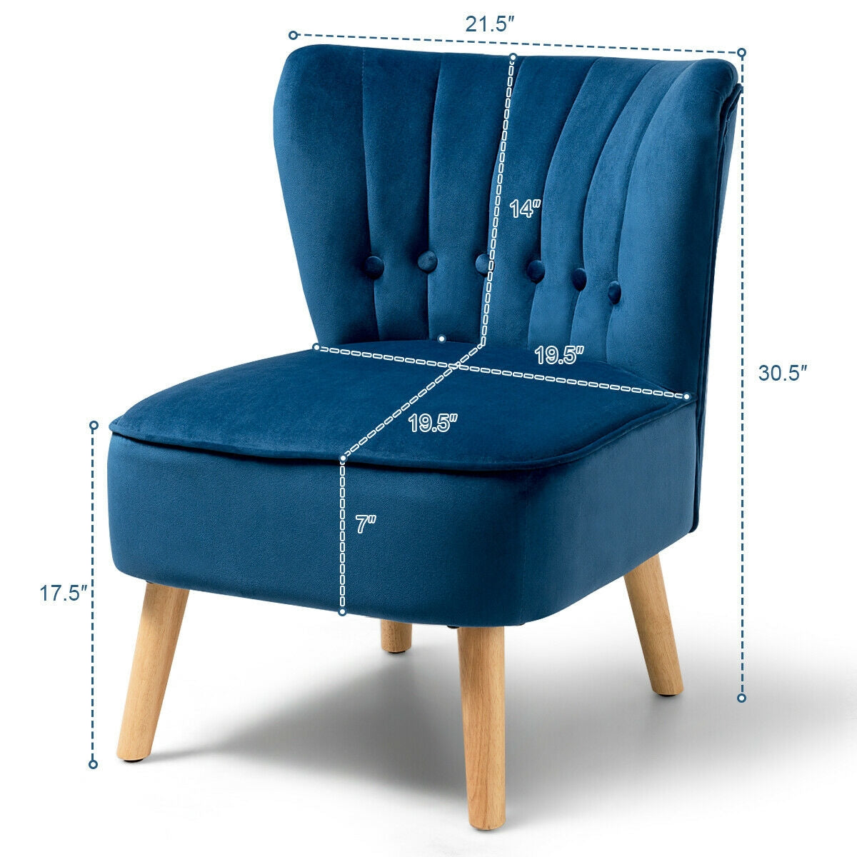 Tufted Velvet Accent Chair Armless Leisure Seat