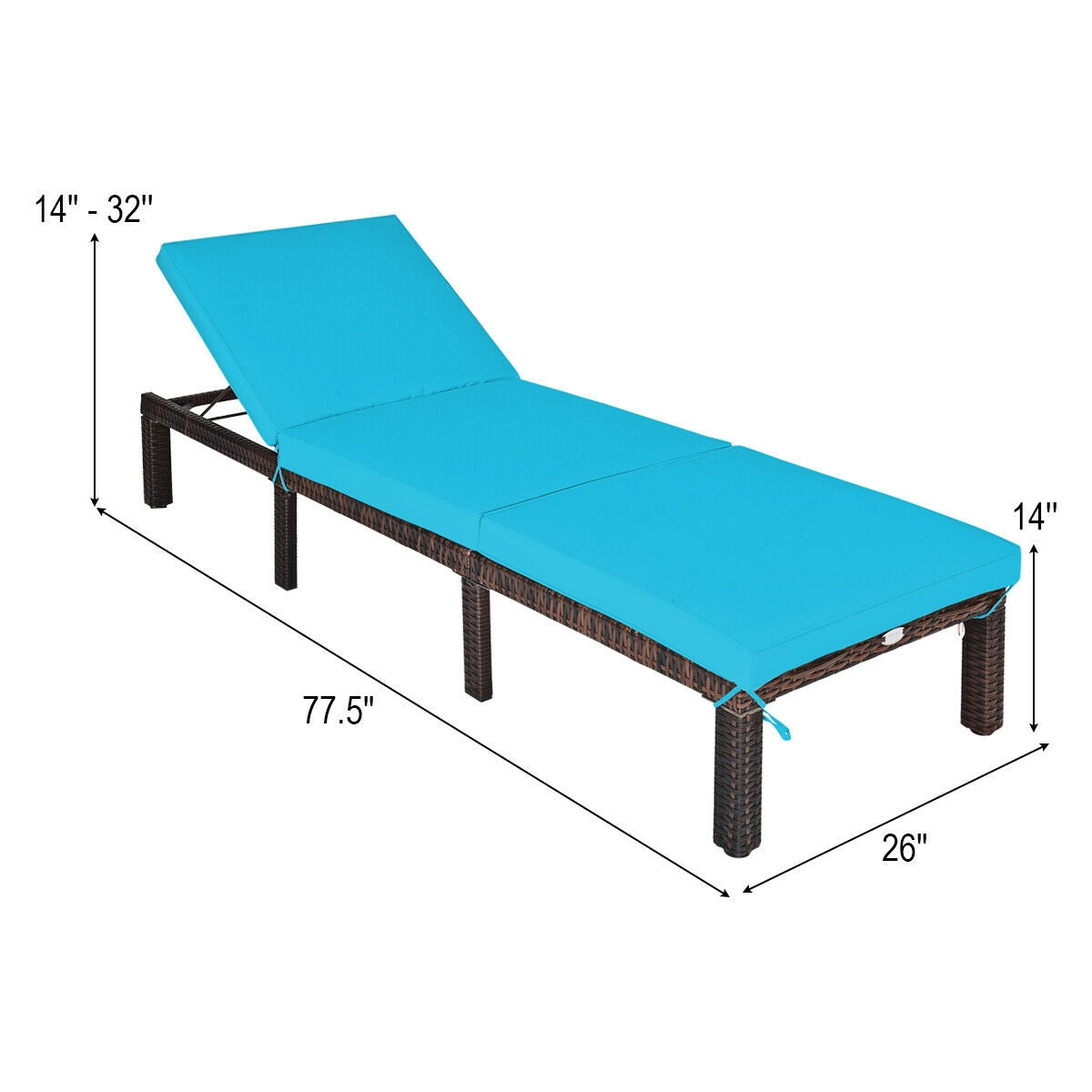 Adjustable Rattan Chaise Lounge with Cushion