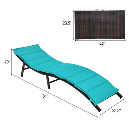 Folding Patio Chaise Lounge Chair Set of 2 with Cushions