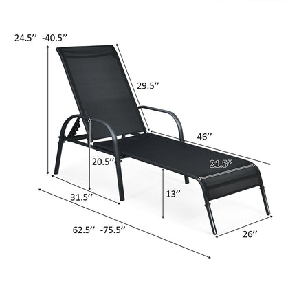 Outdoor Chaise Lounge Chairs Set of 2 with Adjustable Backrest