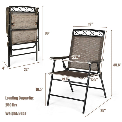 Folding Patio Dining Chairs Set of 2 with Armrests