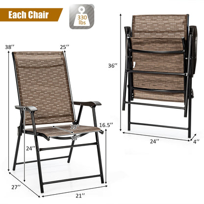 Folding Patio Dining Chairs Set of 2 with Armrests