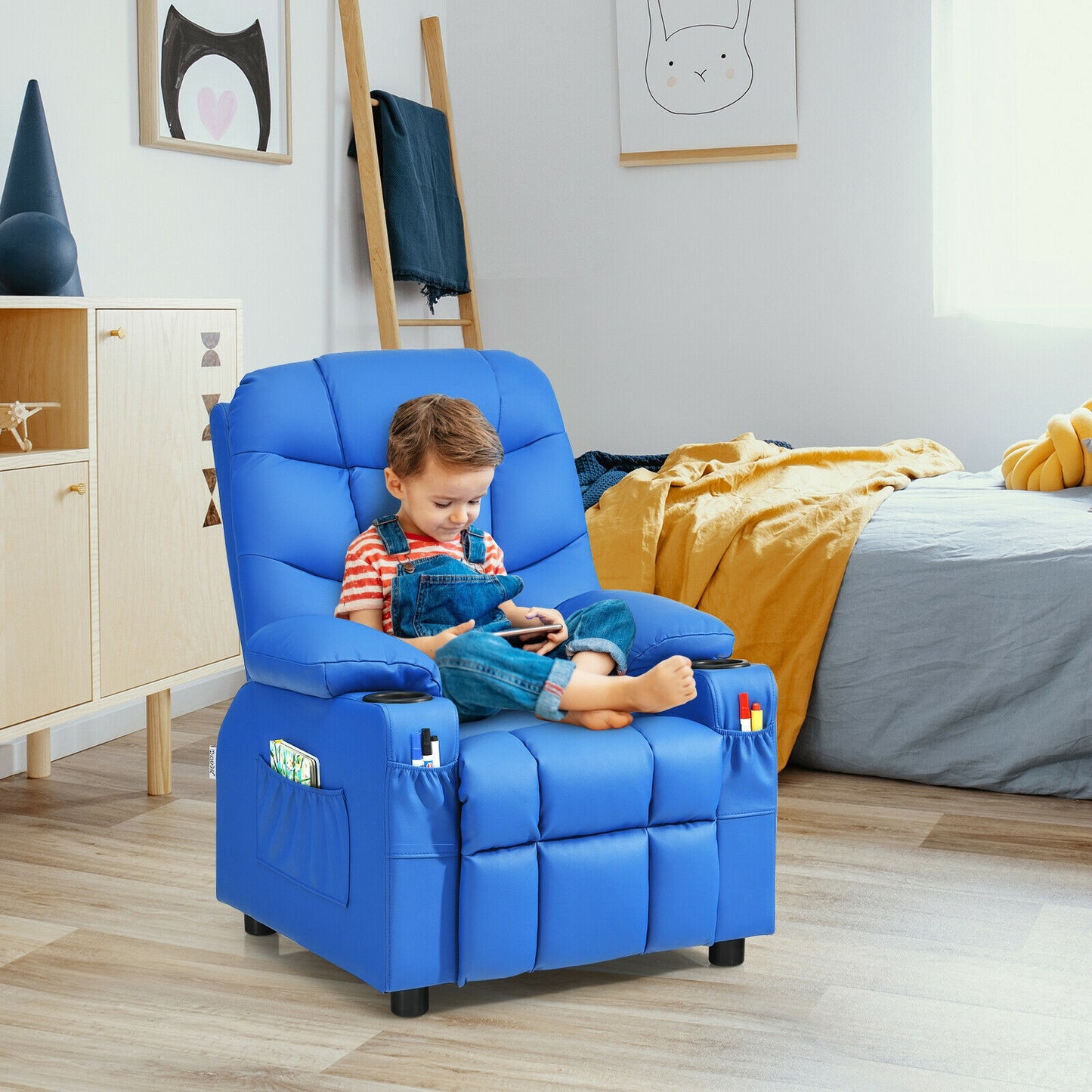 Kids Recliner Chair with Cup Holder and Footrest