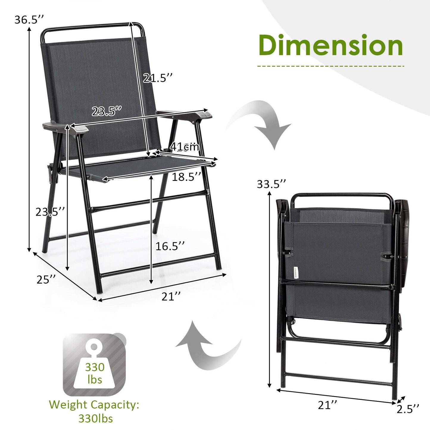 Folding Patio Dining Chairs Set of 4 with Armrests