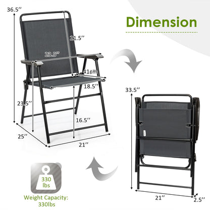 Folding Patio Dining Chairs Set of 4 with Armrests