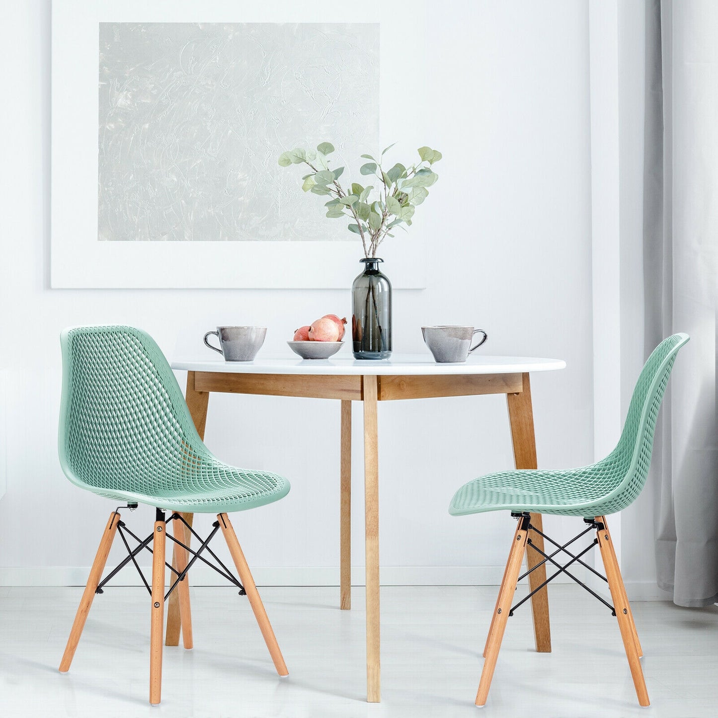 Modern Dining Chairs Set of 2 with Wood Legs