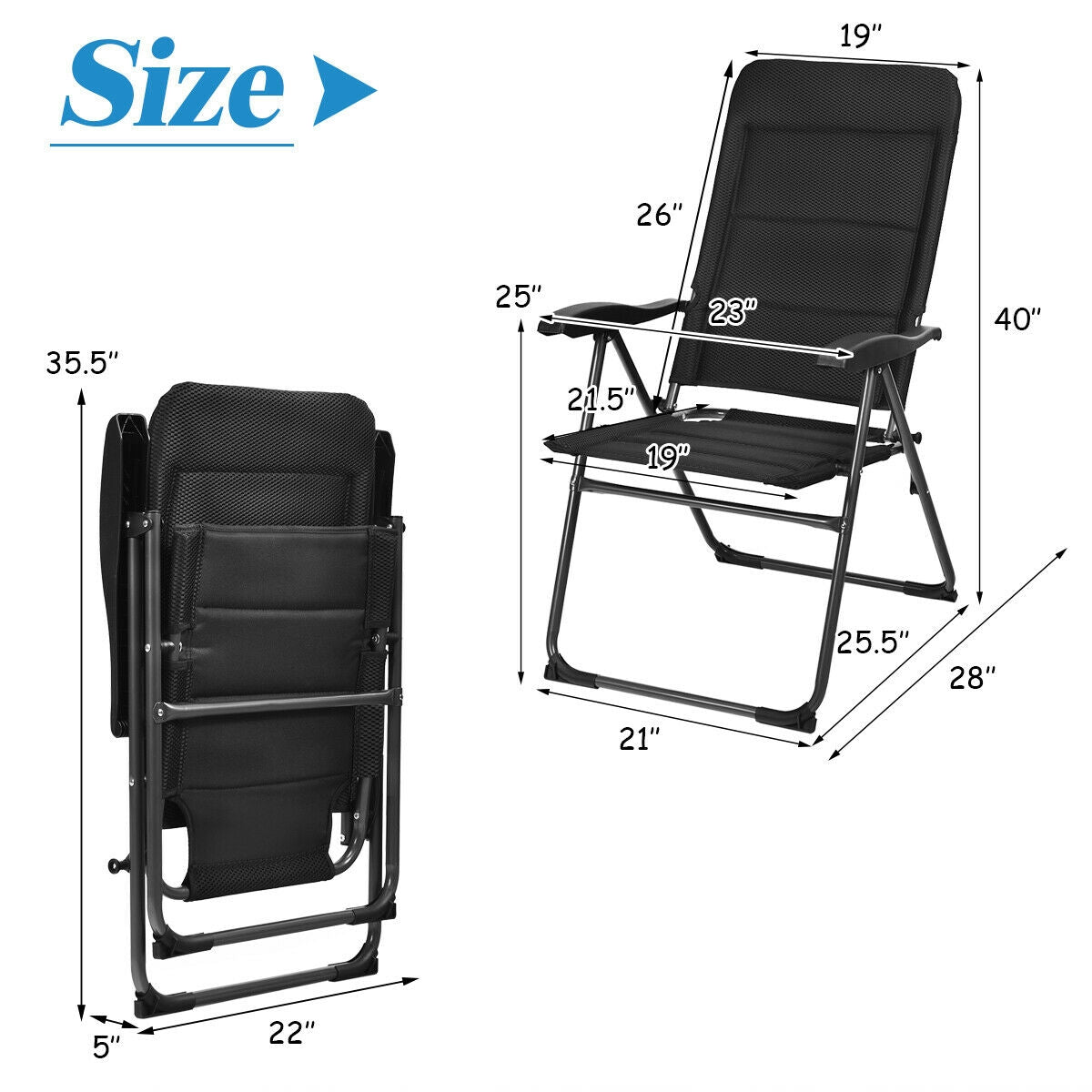 Folding Patio Dining Chairs Set of 4 with Adjustable Backrest