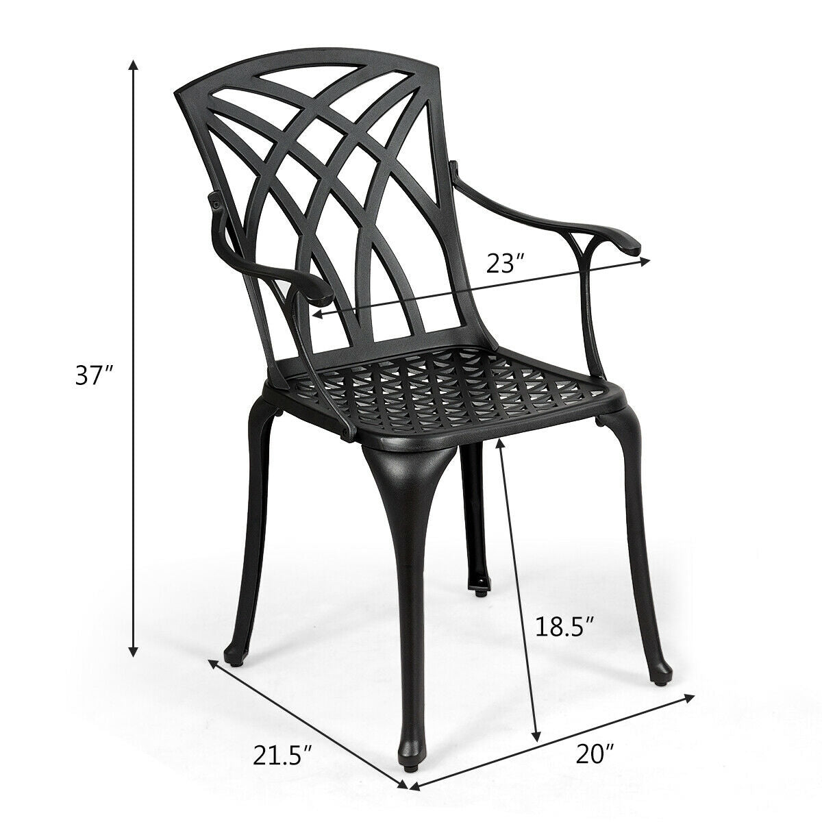 Aluminum Patio Dining Chairs Set of 2 with Armrests