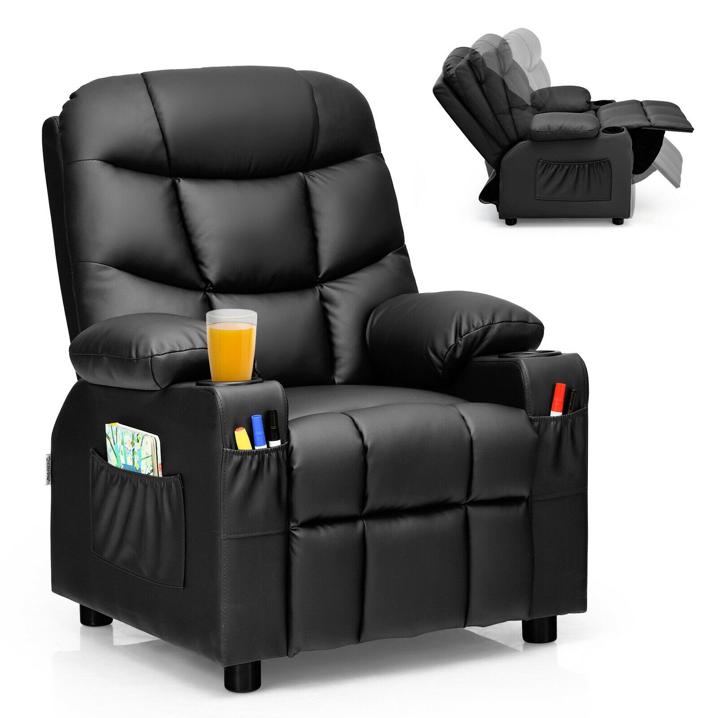 Kids Recliner Chair with Cup Holder and Footrest