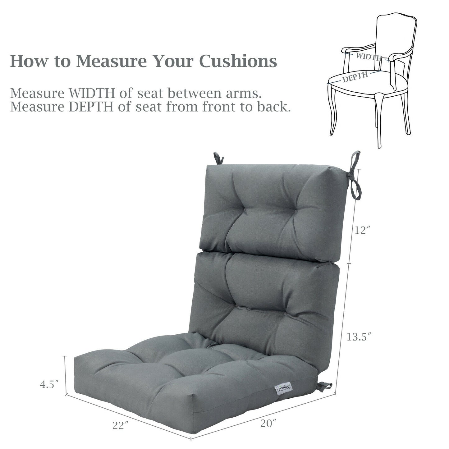 Tufted Outdoor Chair Cushion 44x22 Inch High Back Pad