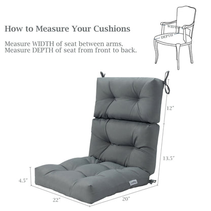 Tufted Outdoor Chair Cushion 44x22 Inch High Back Pad