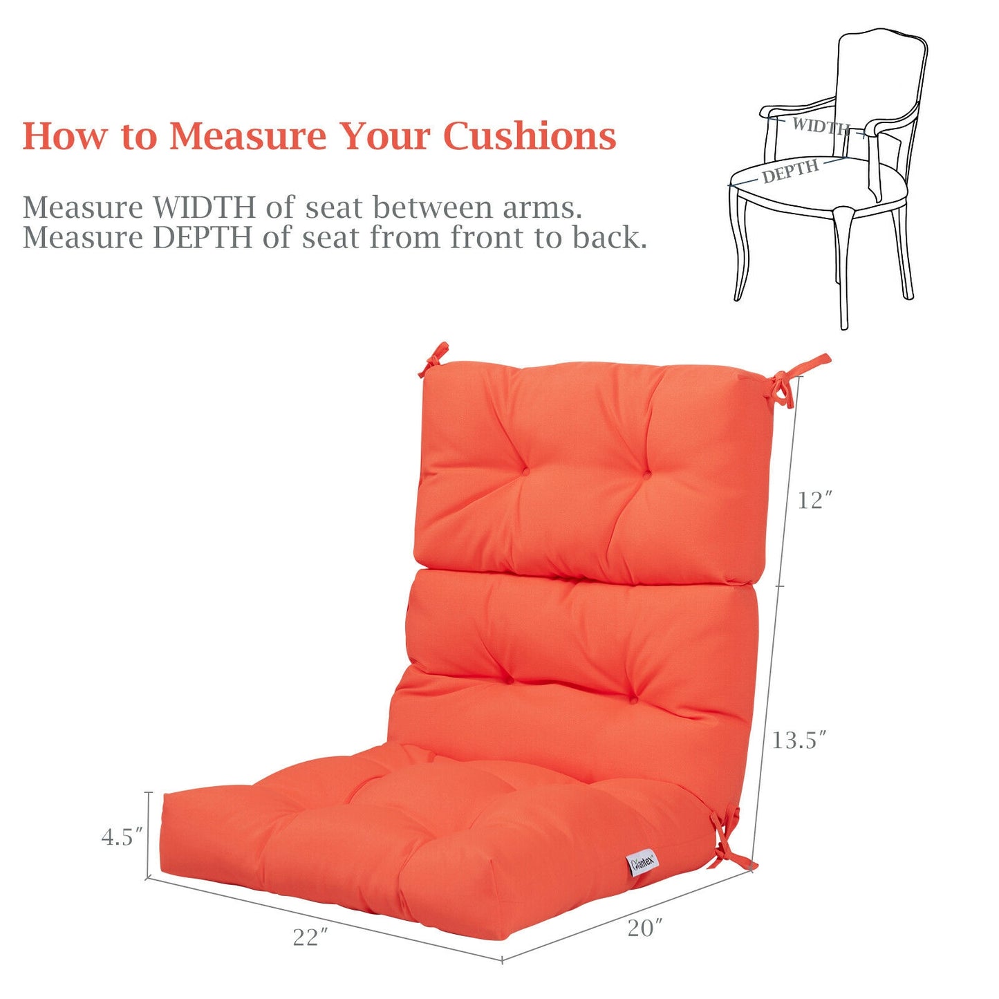 Tufted Outdoor Chair Cushion 44x22 Inch High Back Pad