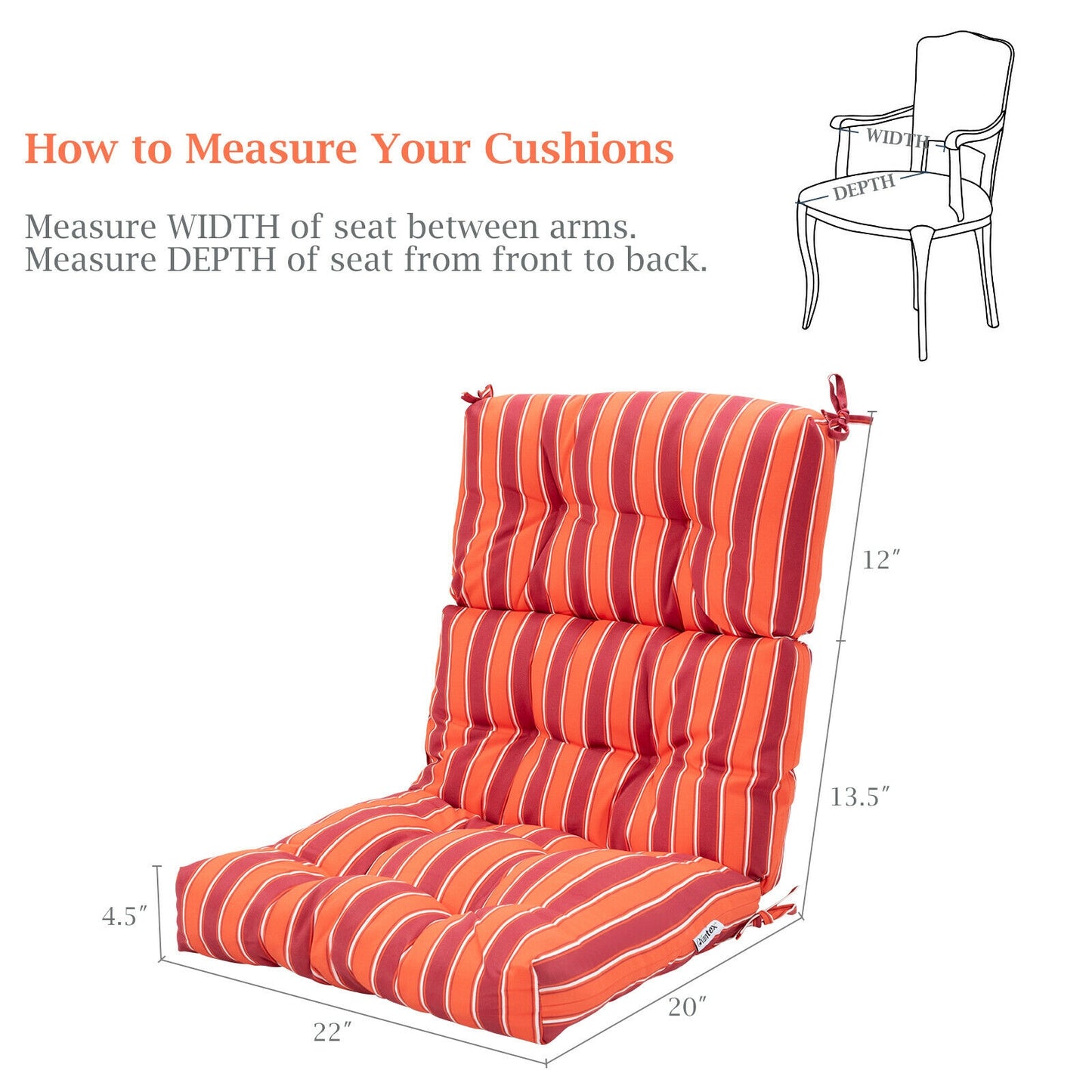 Tufted Outdoor Chair Cushion 44x22 Inch High Back Pad