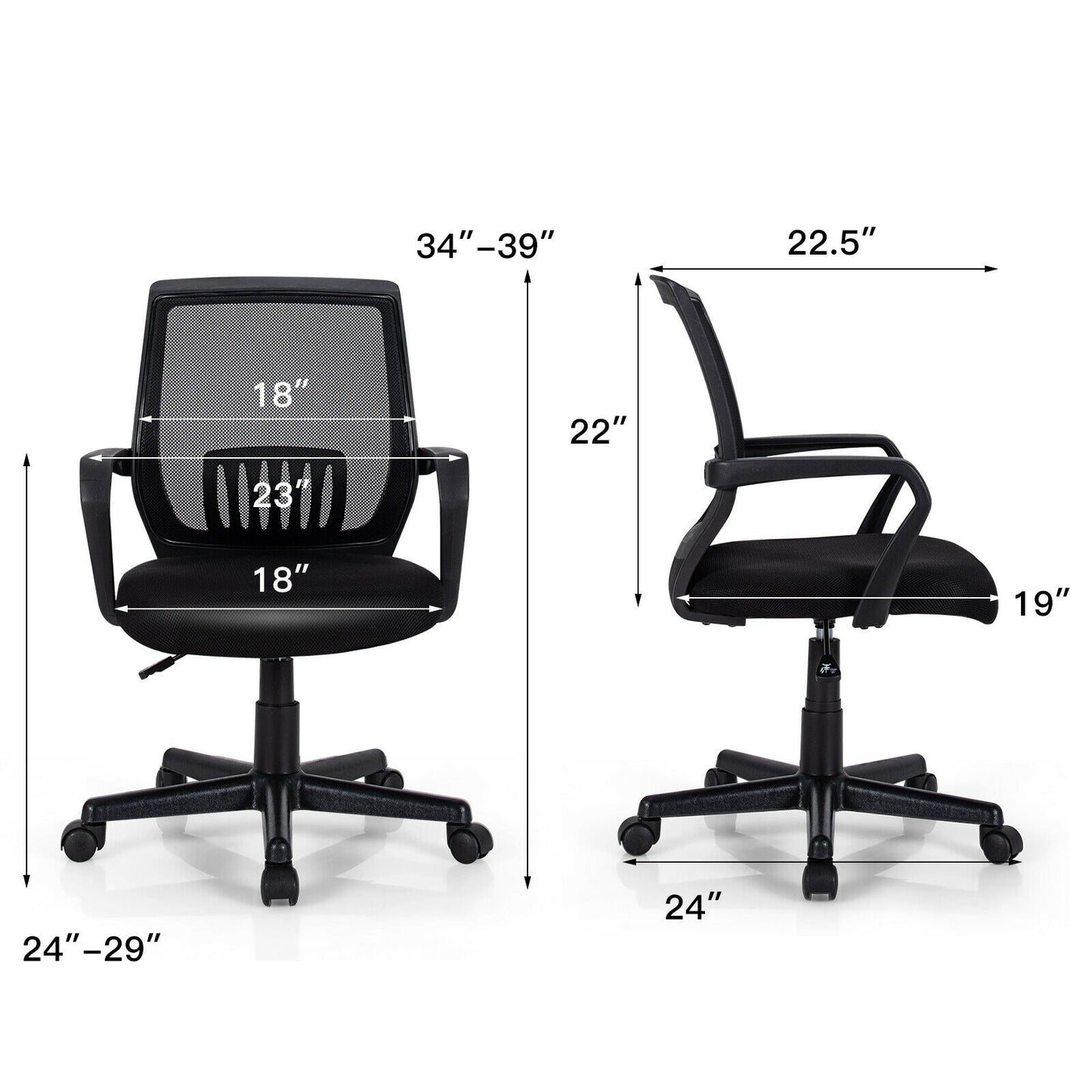 Mid-Back Mesh Office Chair with Lumbar Support