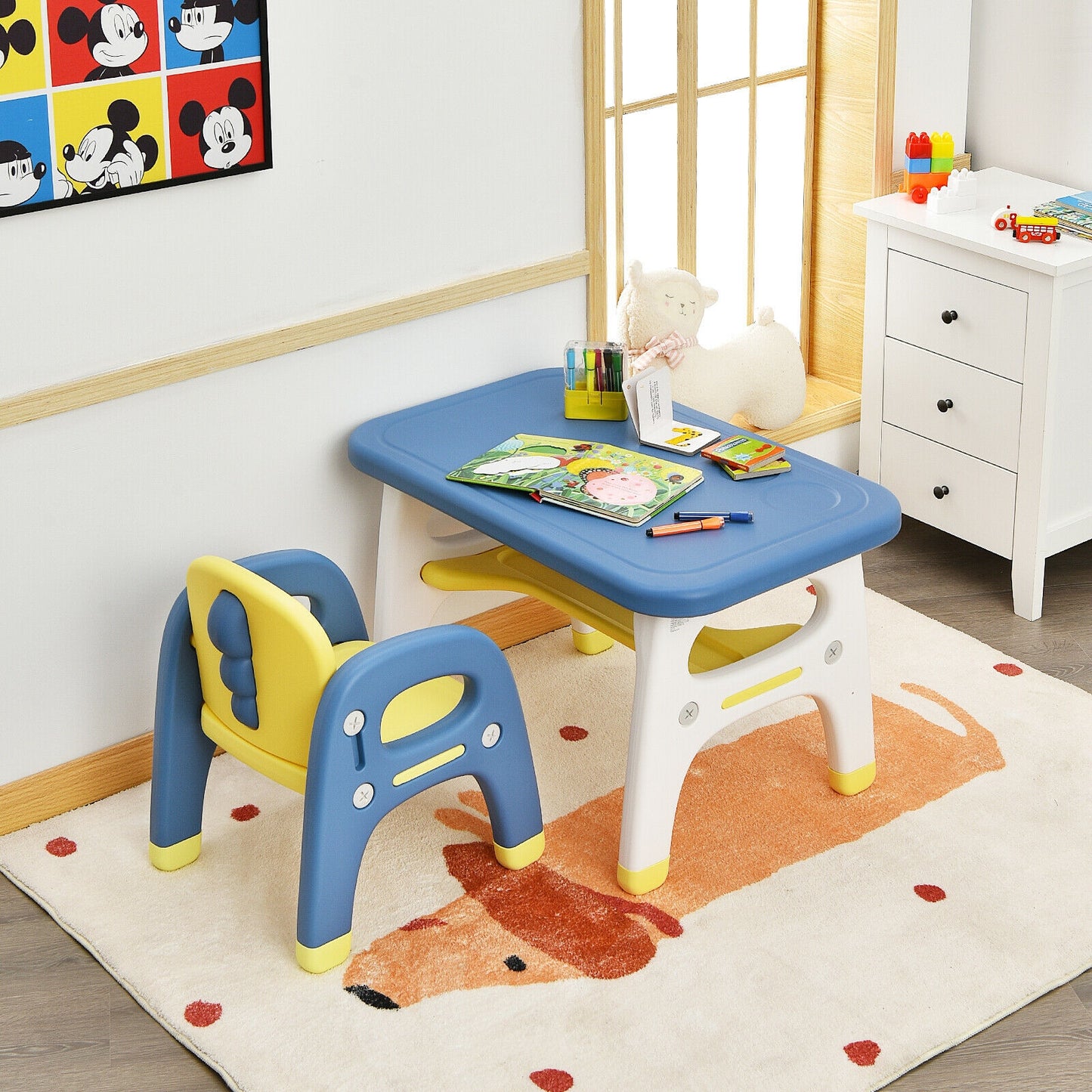 Kids Activity Table and Chair Set with Montessori Toys