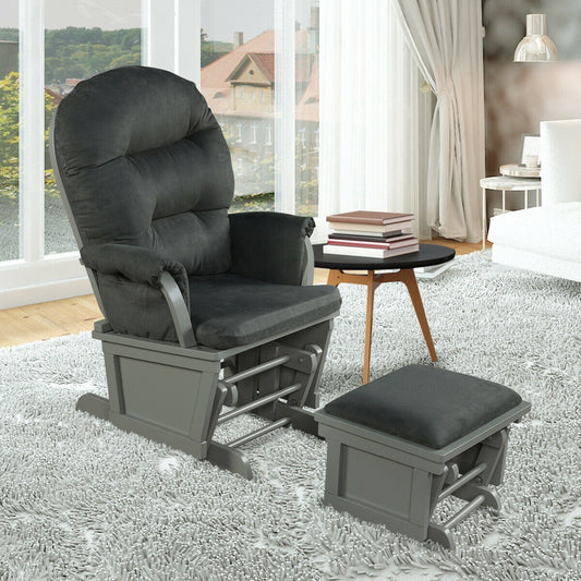 Nursery Glider and Ottoman Set with Padded Armrests