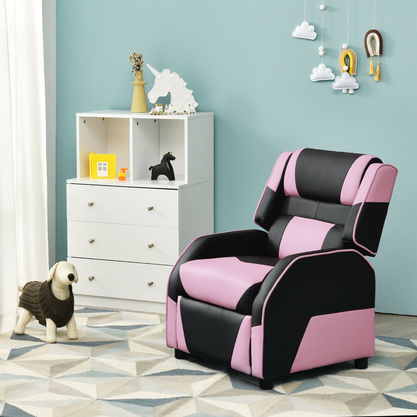 Kids Gaming Recliner with Headrest and Footrest