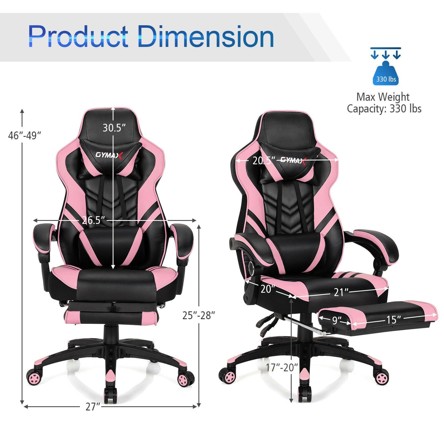Gaming Chair with Footrest and Adjustable Backrest