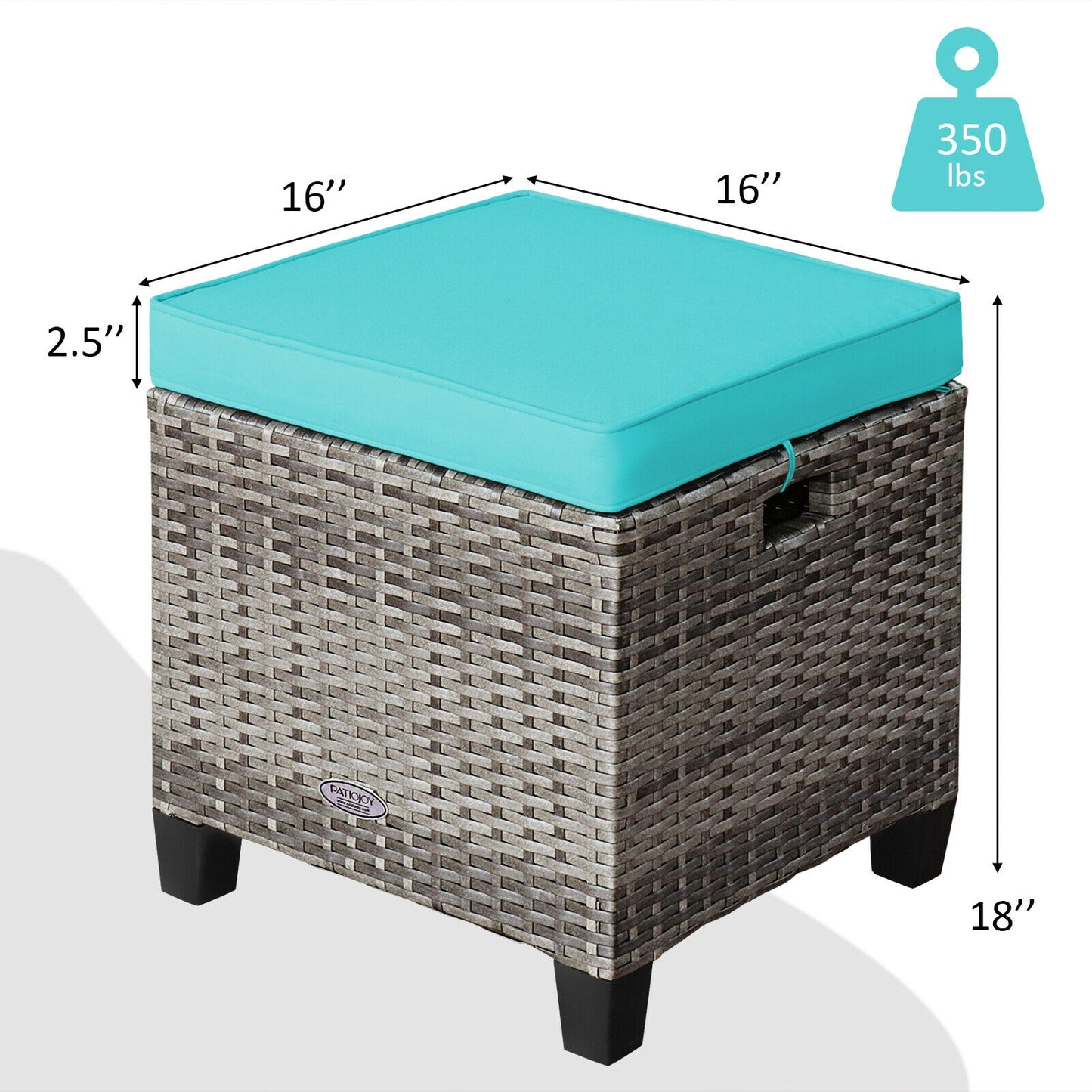 Patio Rattan Ottoman Set with Removable Cushions (2-Piece)